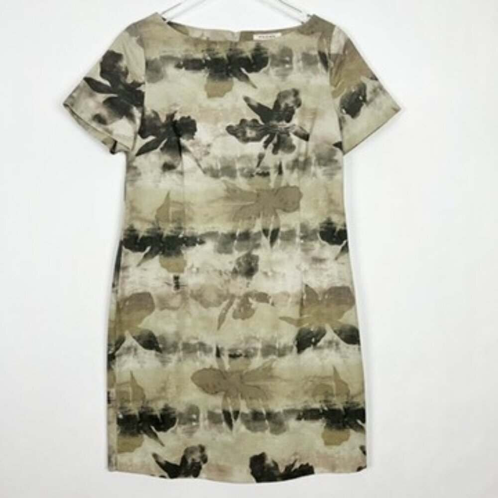 NWT Hache Sheath Dress Womens Size 44 - US 8 Olive Green Floral Watercolor Print